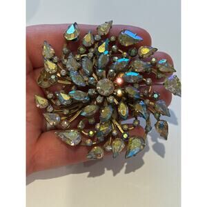 Vintage Aurora Borealis AB Brooch Rivets Large